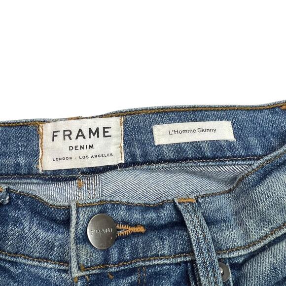 FRAME L'Homme Skinny Distressed Boyfriend Jeans ALTERED Medium Wash Womens 27 - Picture 5 of 6